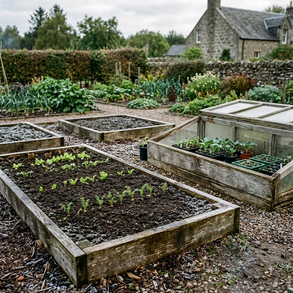 A Scottish vegetable garden in April