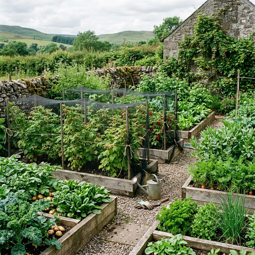 A Scottish vegetable garden in June
